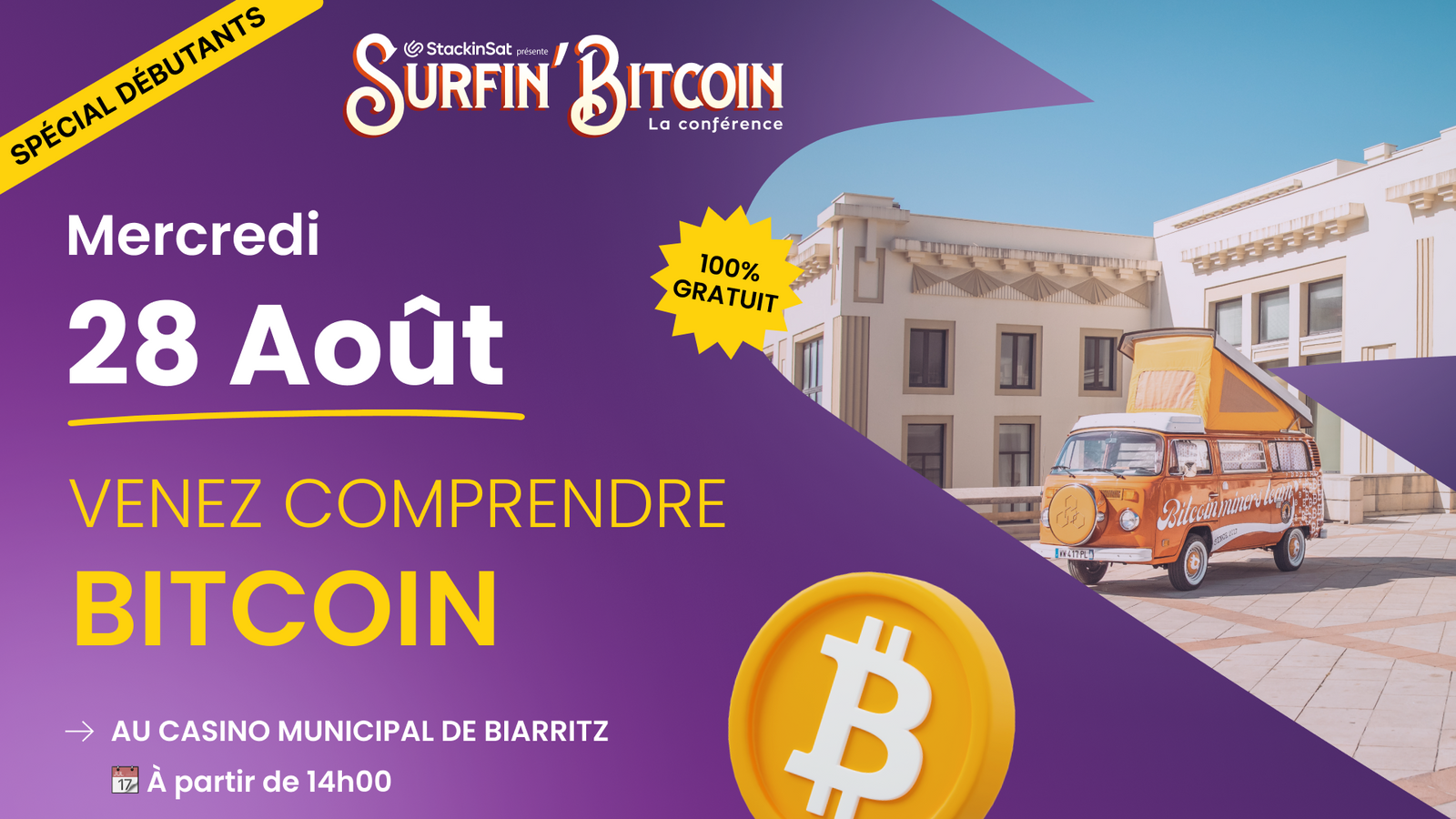 Surfin' Bitcoin 2024 : Une journée grand public le 28 Août à Biarritz pour démocratiser Bitcoin